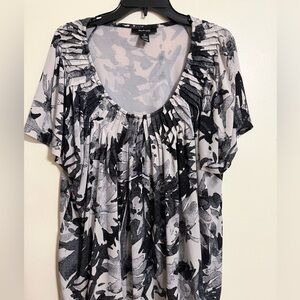 Style & Co. Black and White Floral Blouse